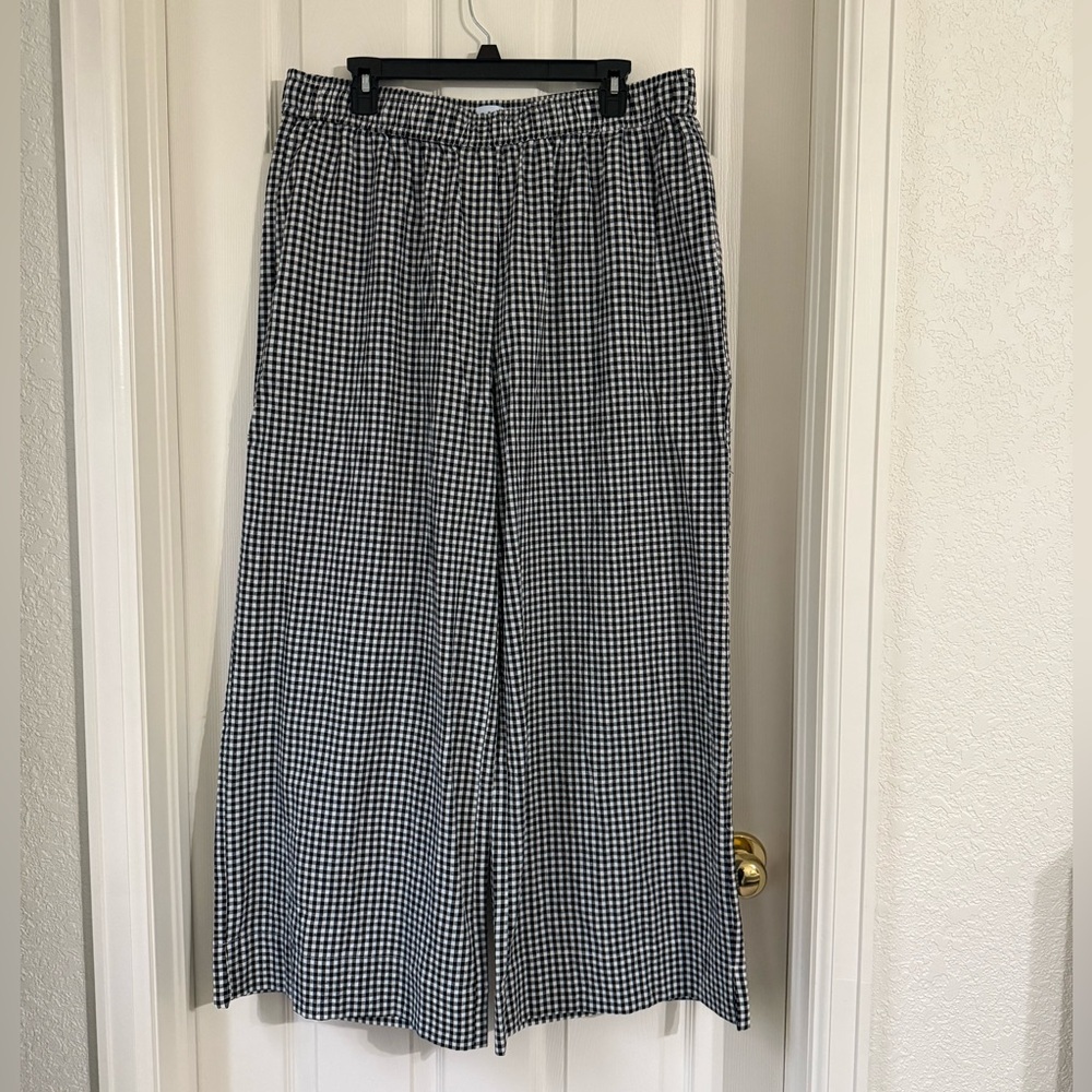 Shiny By Nature black gingham wide-leg/straight pants